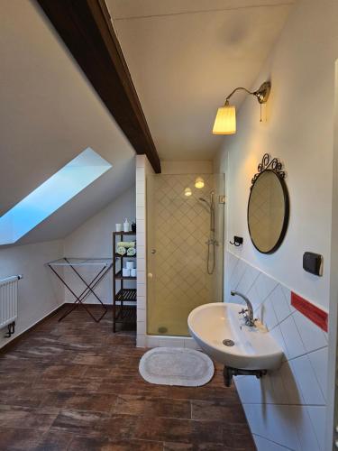 卢捷拿纳德德斯努乌比托寇特公寓的一间带水槽和淋浴的浴室