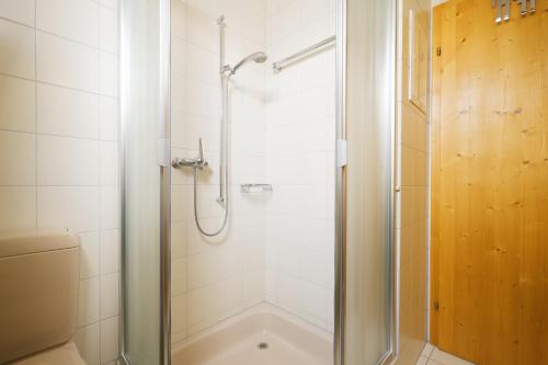艾姆敦Apartment Brugg的带淋浴和浴缸的浴室