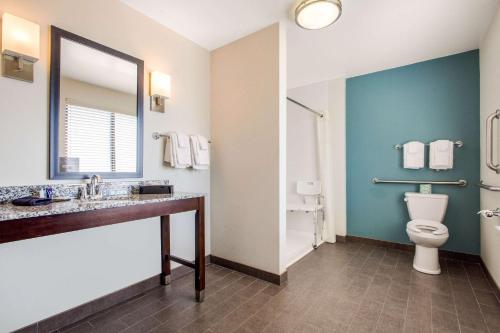 米德尔敦麦德尔顿格申司丽普酒店的一间带卫生间、水槽和镜子的浴室