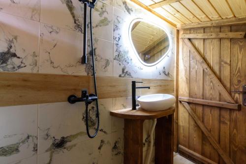 BelitsaLife House-Semkovo的一间带水槽和镜子的浴室