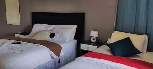 马翁Hilton Bed & Breakfast的一间卧室配有两张床和床头板