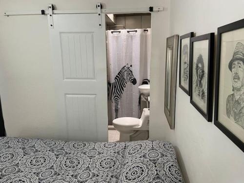 提华纳Zebra Studio的浴室设有淋浴间,配有斑马