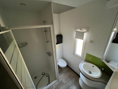 卡代纳Mobil Home confort 6p的一间带卫生间和水槽的小浴室