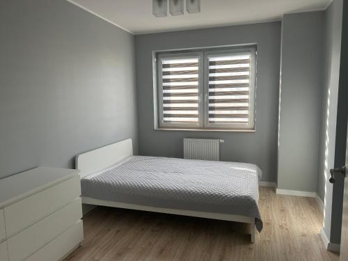 罗兹Apartament Gwiazdowa的一间卧室设有一张床和一个窗口