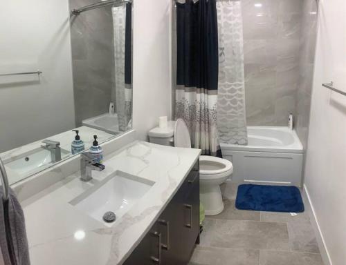 特勒斯Cozy Modern Haven的白色的浴室设有水槽和卫生间。