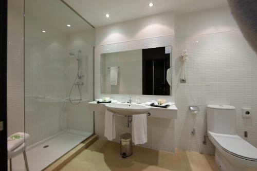 萨瓦德尔阿提卡21瓦勒斯公寓式酒店的一间带水槽、淋浴和卫生间的浴室