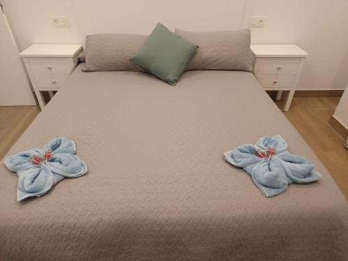 莫哈卡尔Mojacar Luxury的床上有两条毛巾