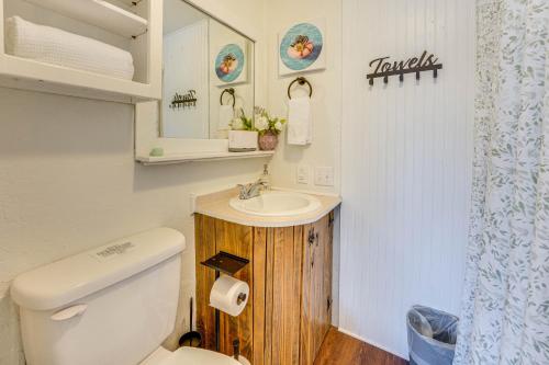 新布朗费尔斯Waterfront New Braunfels Home with Grill!的一间带卫生间和水槽的小浴室