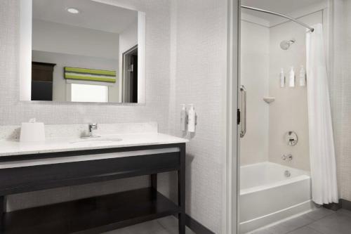 埃尔帕索帕索机场汉普顿套房酒店 的白色的浴室设有水槽和淋浴。