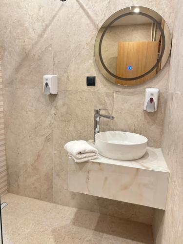 萨拉热窝苏尔乔维奇酒店的一间带水槽和镜子的浴室