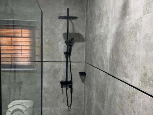 阿布贾Adel’s Place的带淋浴的浴室和卫生间