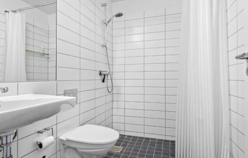 Havneby3 Bedroom Stunning Apartment In Rm的白色的浴室设有卫生间和水槽。