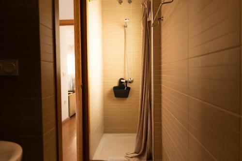 梅利利亚Triana Marquesa的带淋浴和浴帘的浴室