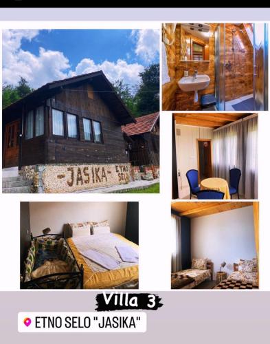 普里兹伦Etno Selo Jasika的房屋和卧室照片的拼合