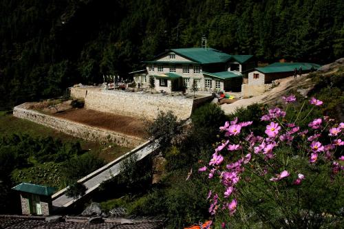 MonjoMountain Lodges of Nepal - Monjo的一座花朵满山的房屋