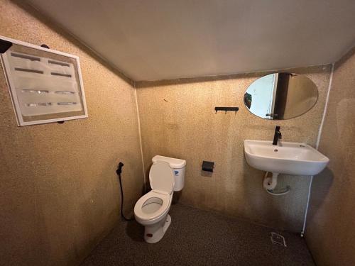 帕干岛Soukaina Beach Bungalow的一间带卫生间和水槽的小浴室