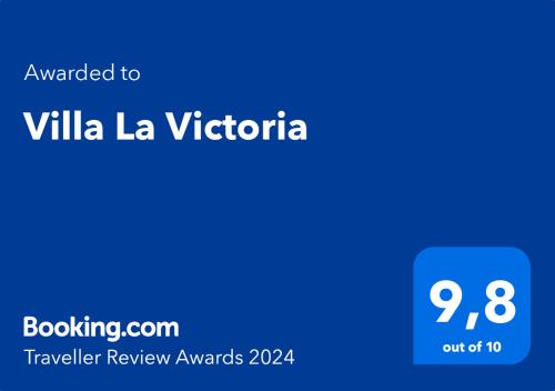 特格斯特Villa La Victoria的被授予Villa la victoria别墅文本的蓝色屏幕