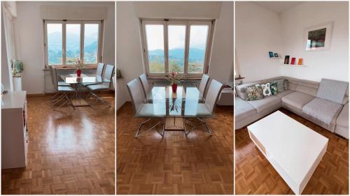 帕拉迪索Casa al Sole的一张沙发和一张桌子的客厅的两张照片