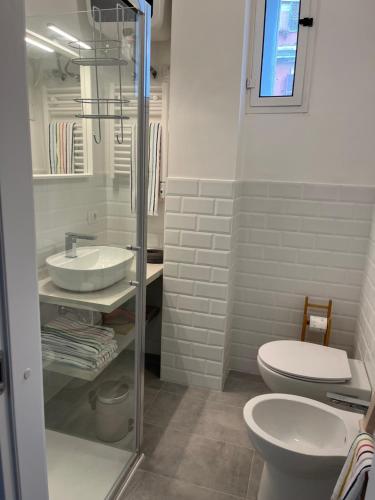 罗马La casa di Monica appartamento Ostiense Roma的一间带卫生间和水槽的浴室