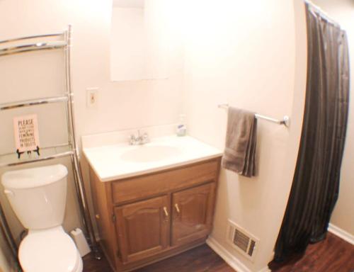 匹兹堡1 Bed Apt - Amazing Location 1 Block to Carson St的一间带卫生间和水槽的浴室