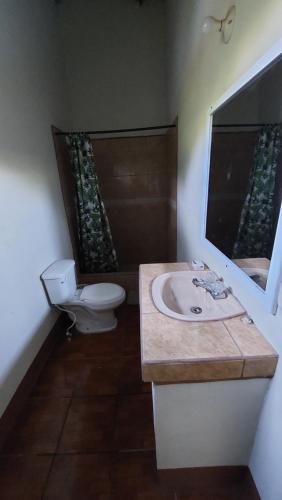 EscuintlaVilla Santos的一间带水槽、卫生间和镜子的浴室