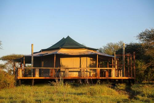 OlolaimutiekExplore Nature Lodge的草场上的大型帐篷