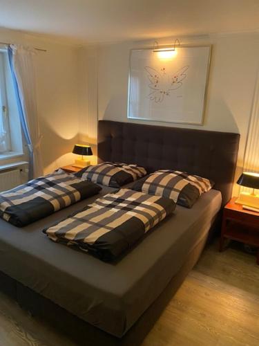 摩尔苏姆Watthüs的一间卧室配有一张带两个枕头的床