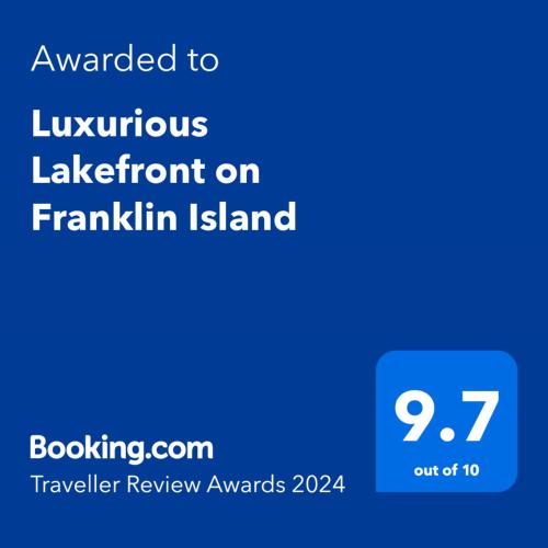 维克多港Luxurious Lakefront on Franklin Island的手机的屏幕,上面写着发光实验室的文本
