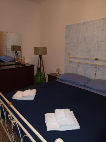 弗卢米尼马焦雷A casa di Nonna IUN Q2951的一间卧室配有蓝色的床和毛巾
