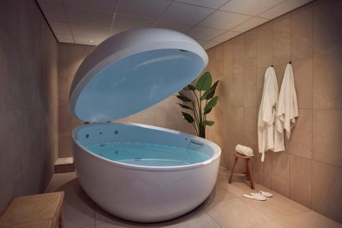 蒂尔堡吉尔泽蒂尔堡凡德瓦克酒店的带浴缸的浴室和卫生间