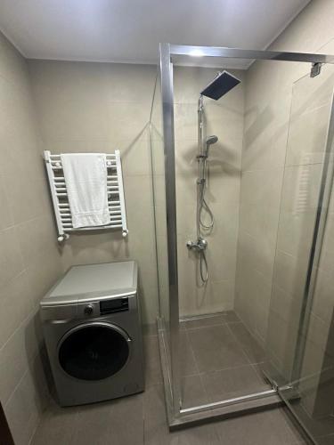 第比利斯Cozy Apartment - LEODORA的带淋浴和洗衣机的浴室