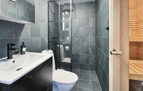 伊德勒Awesome Apartment In Idre With House A Panoramic View的浴室配有卫生间、盥洗盆和淋浴。