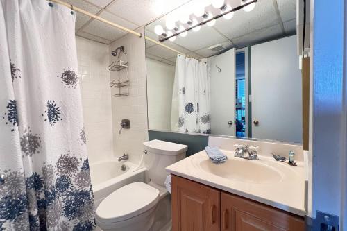贝瑟尼滩Sea Colony --- 508 Dover House Rd的一间带卫生间、水槽和镜子的浴室