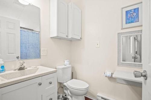 默特尔比奇Marty's Merry Go Round的白色的浴室设有卫生间和水槽。