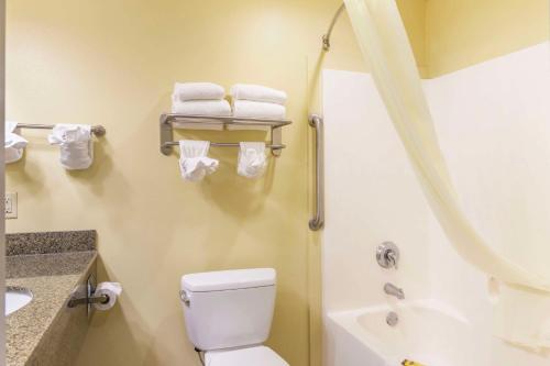 布伦瑞克布伦瑞克贝斯特韦斯特客栈及套房酒店的一间带卫生间、淋浴和毛巾的浴室