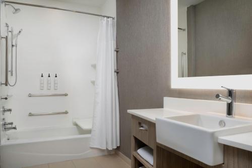 GardendaleSpringHill Suites by Marriott Birmingham Gardendale的一间带水槽、浴缸和淋浴的浴室