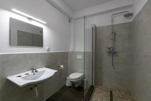 Sub CoastăSky Rooms by Volo Guest House的一间带水槽、卫生间和淋浴的浴室