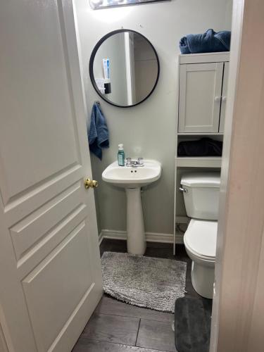 奥沙瓦Elegant Private Room的一间带水槽、卫生间和镜子的浴室