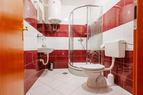 奥西耶克Pansion Strossmayer的一间带卫生间和淋浴的浴室