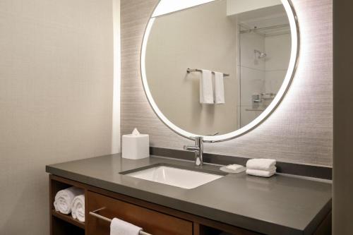 伯林格姆The Bayshore Hotel San Francisco Airport - Burlingame的一间带水槽和镜子的浴室