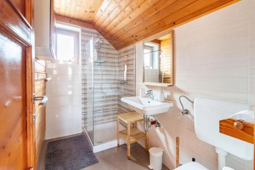 波希基斯卡贝拉贝拉度假屋的一间带水槽和淋浴的小浴室