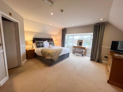 布里格Beldon House的一间卧室设有一张床、一台电视和一个窗口。