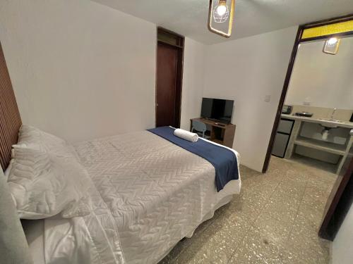危地马拉Hotel Citadin Z10的酒店客房,配有床和电视