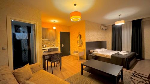 伊斯坦布尔马尔泰佩博斯维特酒店的酒店客房设有床和客厅。