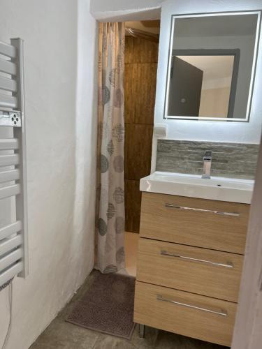 莱德农Maison de village的一间带水槽和镜子的浴室