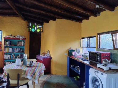 圣哈维尔CasaIsolina的厨房配有桌子和洗衣机。