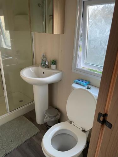 Lytchett MinsterRockley Park- Turlin Valley 36的一间带卫生间和水槽的小浴室