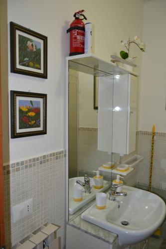 罗马LunaBed Roma - Affitti brevi的一间带水槽和镜子的浴室
