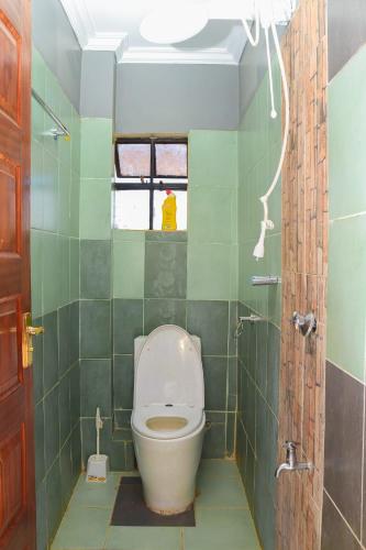 MeruTamwe ltd agency的绿色瓷砖客房内的卫生间