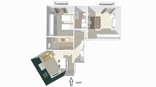 帕维亚LAB42 City & San Matteo Apartment - 2 Bedrooms的图表房屋的平面图
